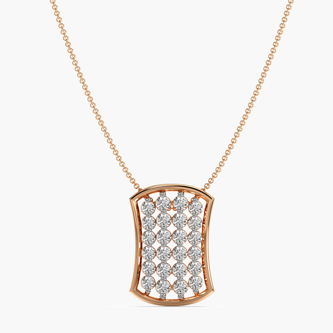 Ocean Wave Pendant - Front View in Rose Gold - Diamond Pendant by Moena