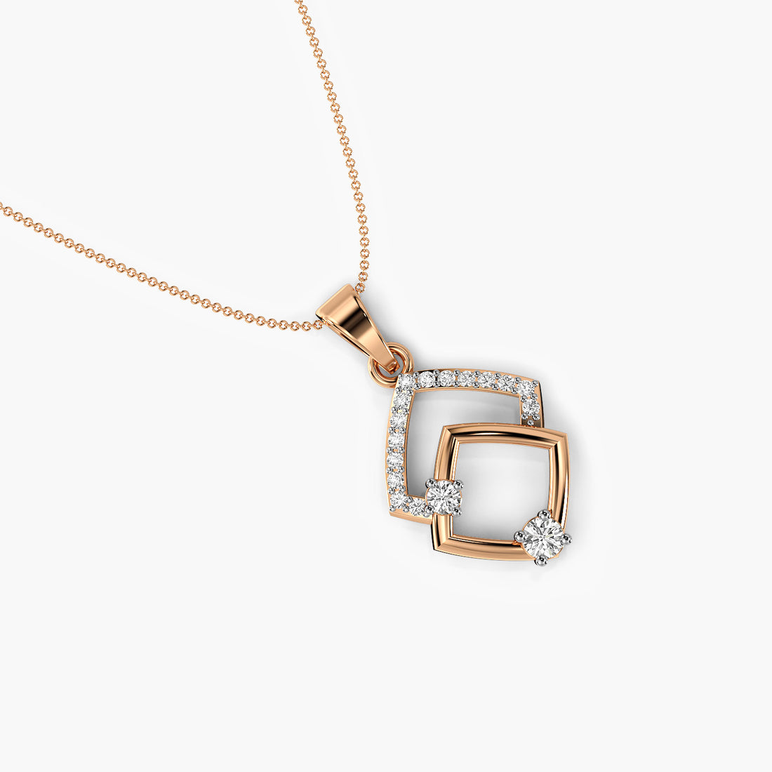 Twin Radiance Pendant - Top View in Rose Gold - Diamond Pendant by Moena