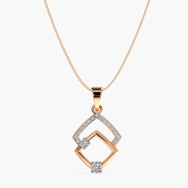 Twin Radiance Pendant - Front View in Rose Gold - Diamond Pendant by Moena