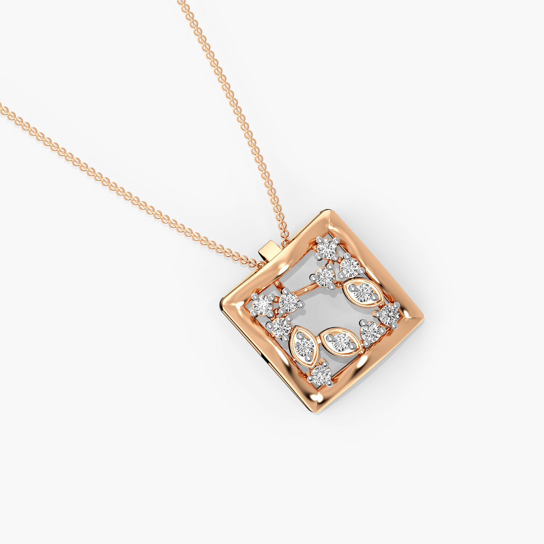 Twilight Square Pendant - Top View in Rose Gold - Diamond Pendant by Moena