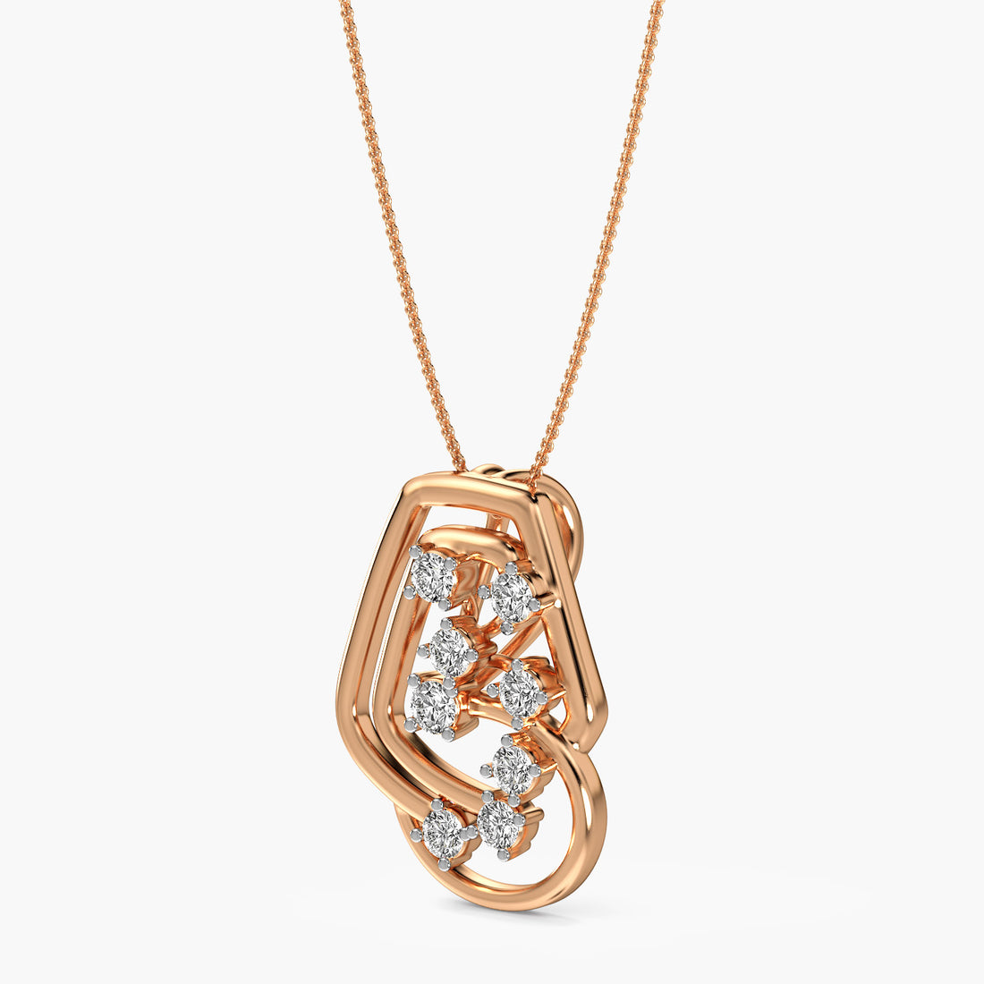 Cascade Glow Pendant - 3D View in Rose Gold - Diamond Pendant by Moena
