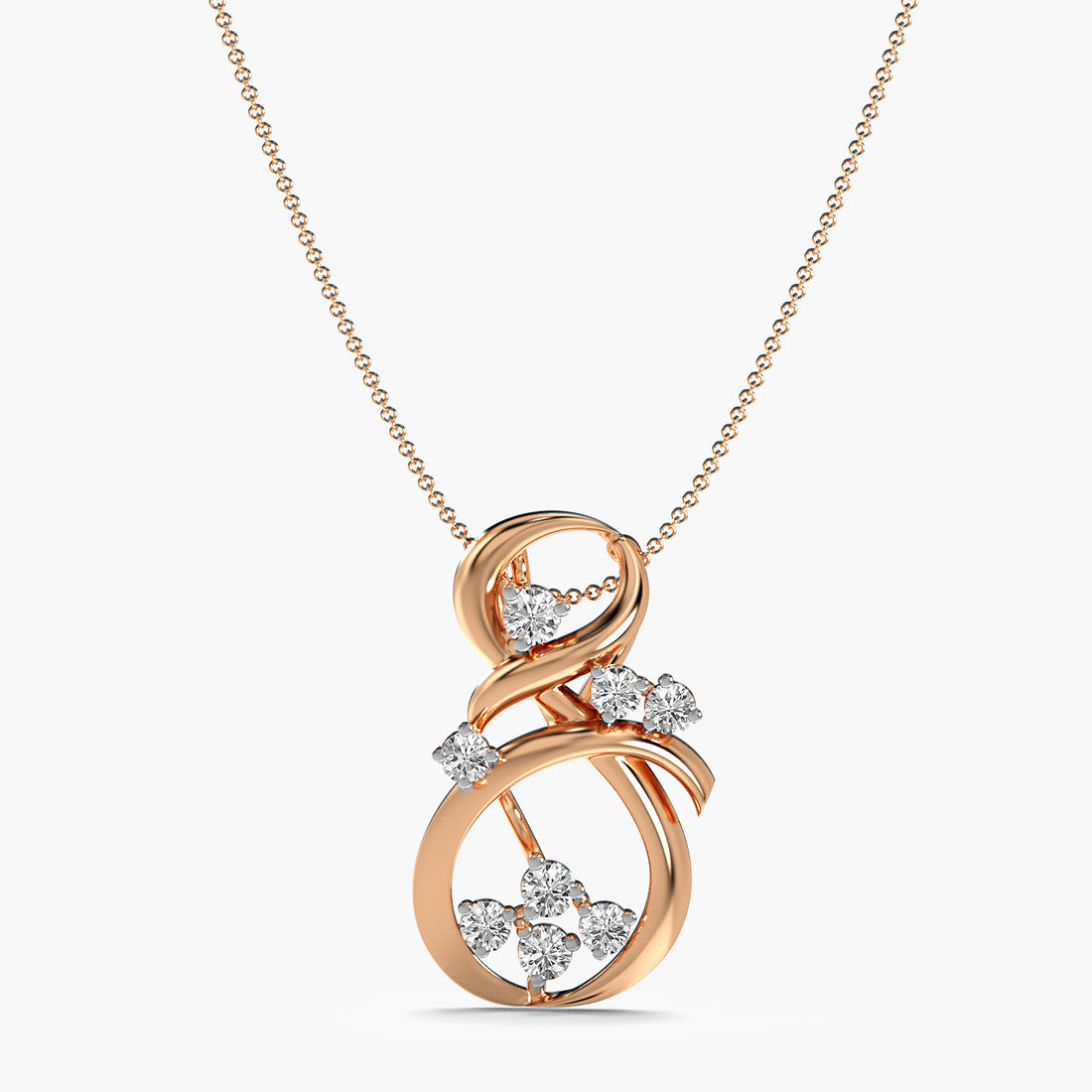 Golden Whirl Pendant - Front View in Rose Gold - Diamond Pendant by Moena