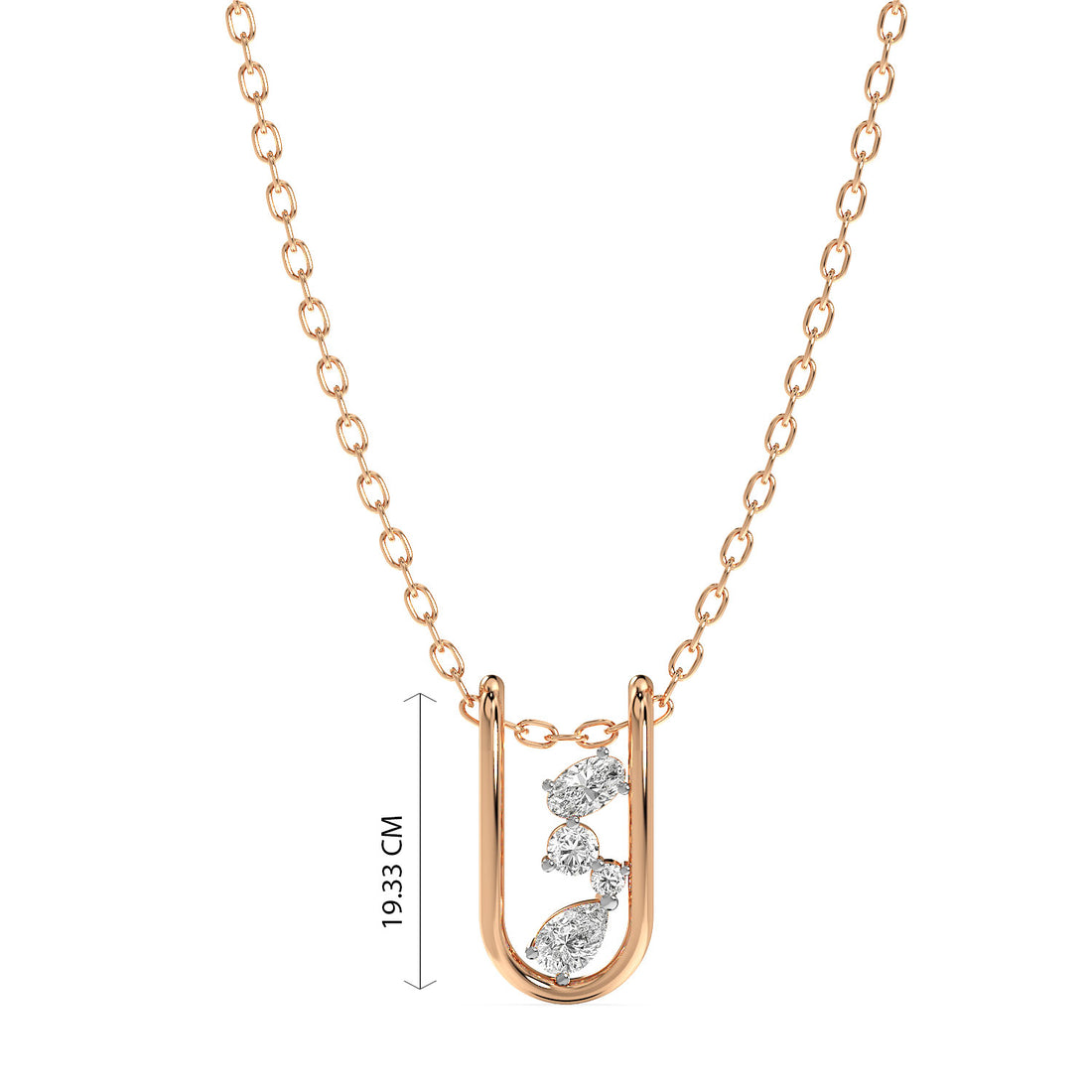 Diamond Cascade Pendant(With Chain) - Front View in Rose Gold - Diamond Pendant by Moena