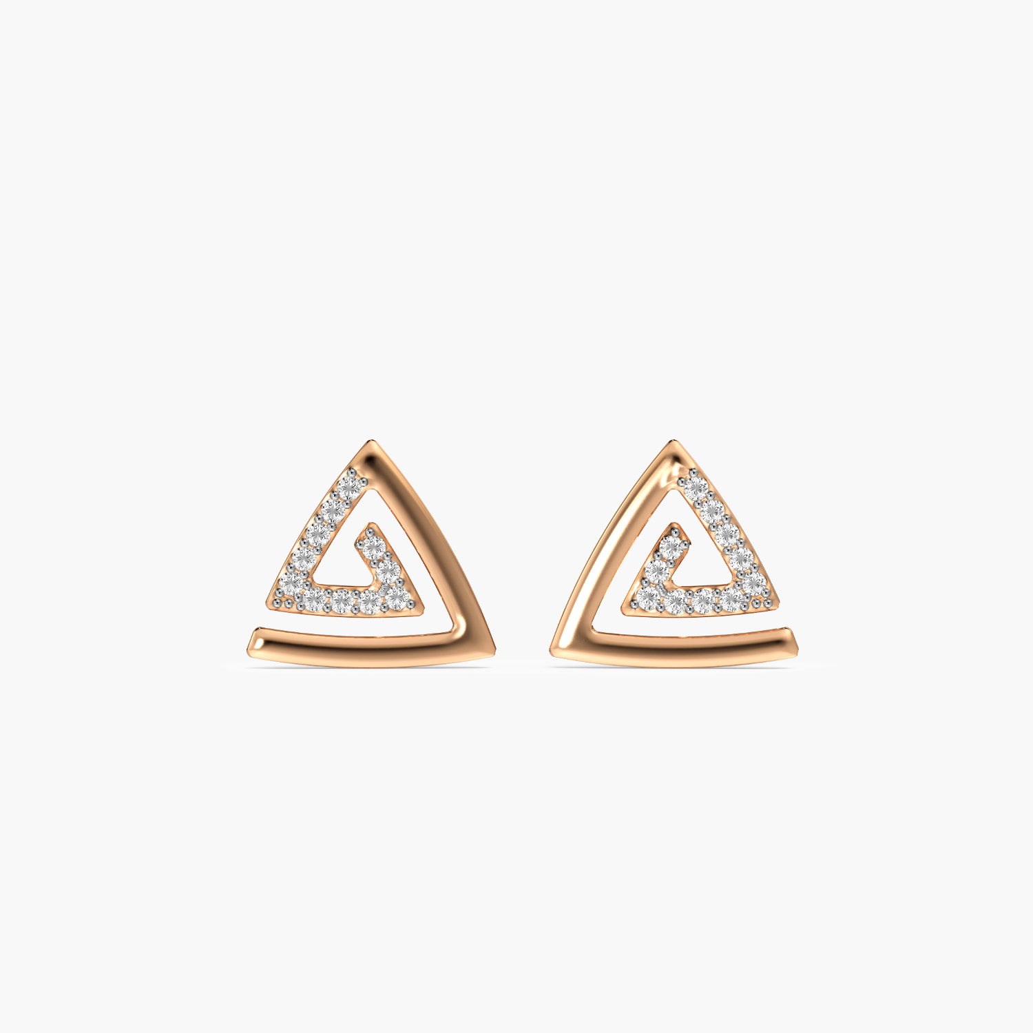 Trilliant Spark Studs - Front View in Rose Gold - Trilliant Diamond Stud by Moena