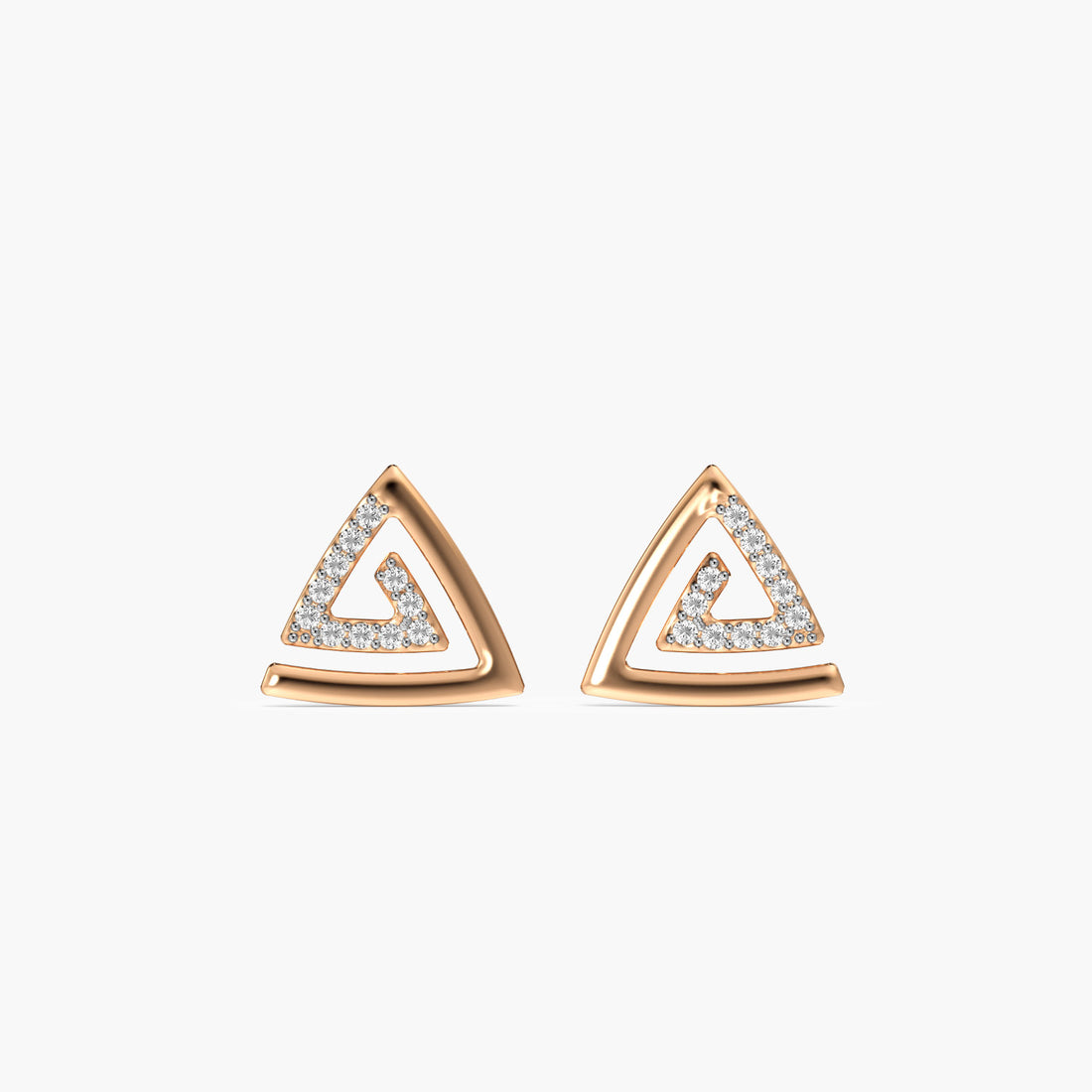 Trilliant Spark Studs - Front View in Rose Gold - Trilliant Diamond Stud by Moena
