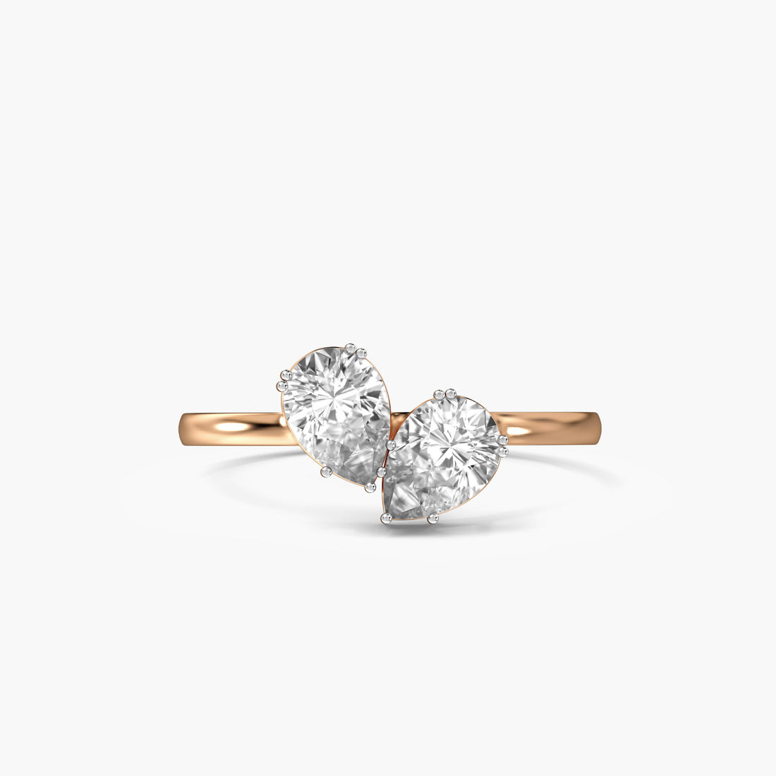 Toi et Moi Pear Diamond Ring - Top View in Rose Gold - Pear Diamond Ring by Moena