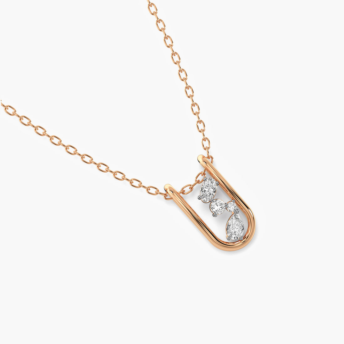 Diamond Cascade Pendant(With Chain) - Top View in Rose Gold - Diamond Pendant by Moena