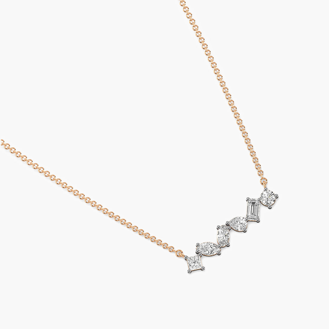 Éclat Linea Diamond Pendant (With Chain) - 3D View in Rose Gold - Diamond Pendant by Moena