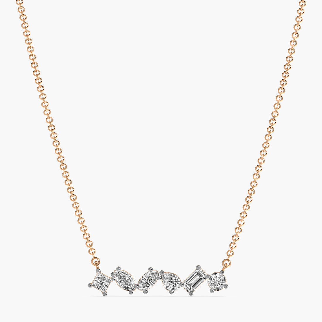 Éclat Linea Diamond Pendant (With Chain) - Front View in Rose Gold - Diamond Pendant by Moena
