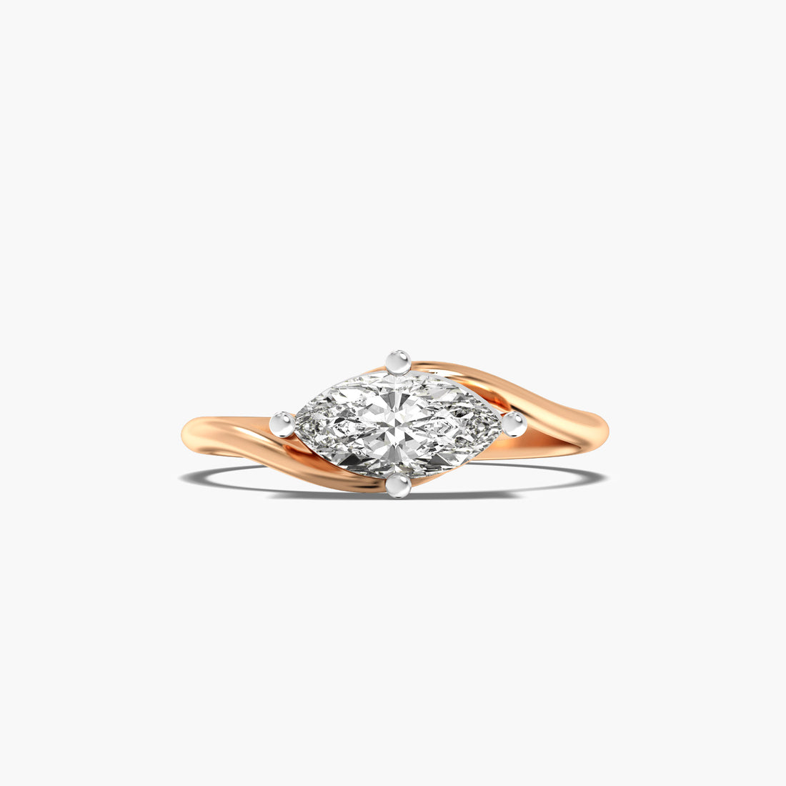 Marquise Whisper Ring - Top View in Rose Gold - Marquise Diamond Ring by Moena