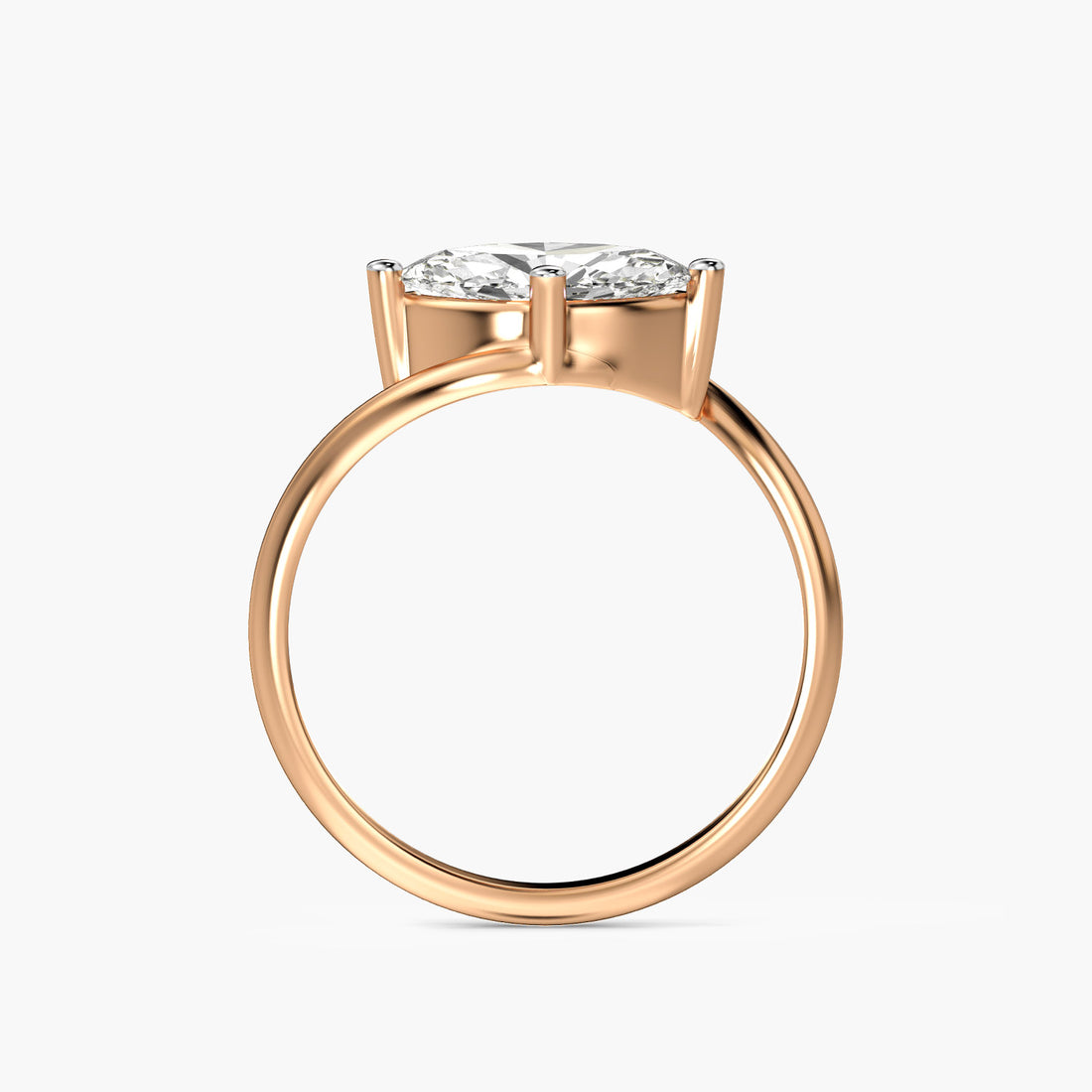 Marquise Whisper Ring - Front View in Rose Gold - Marquise Diamond Ring by Moena