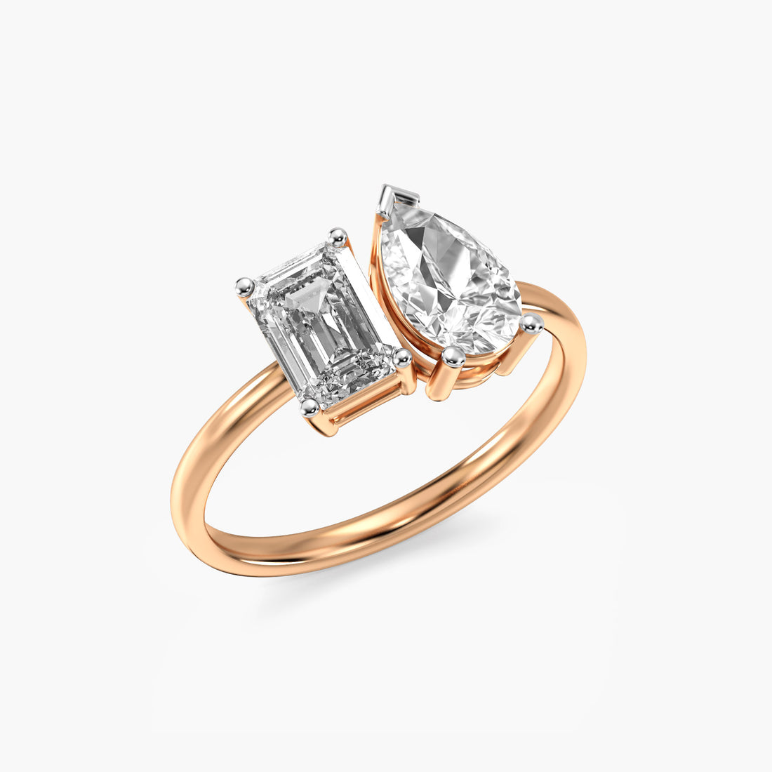 Toi et Moi – Pure Radiance Ring - 3D View in Rose Gold - Diamond Ring by Moena