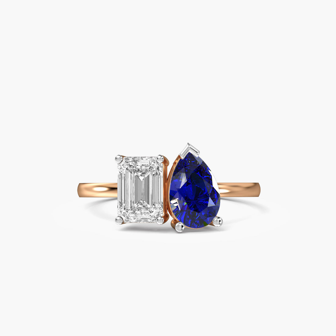 Toi et Moi – Blue Soul Ring - Top View in Rose Gold - Diamond Ring by Moena