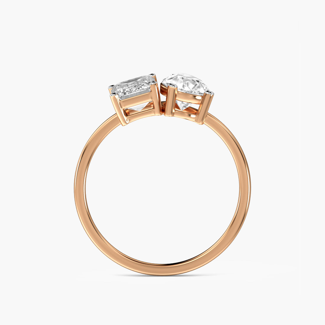 Toi et Moi – Pure Radiance Ring - Front View in Rose Gold - Diamond Ring by Moena
