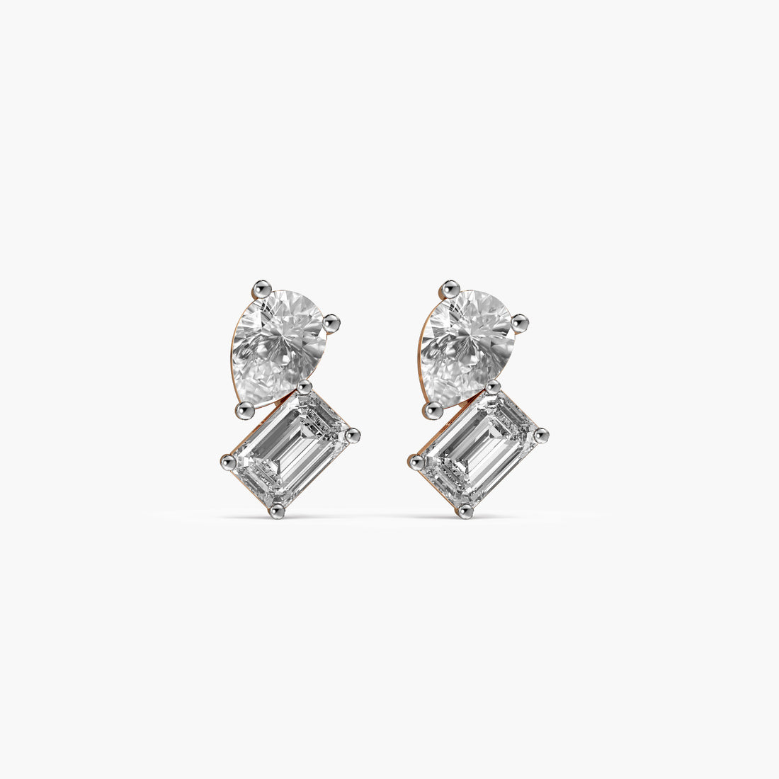Radiant Harmony Studs - Front View in Rose Gold - Radiant Diamond Stud by Moena