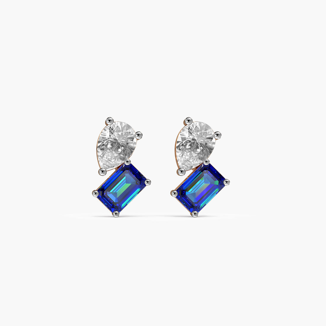 Azure Duo Studs - Front View in Rose Gold - Diamond Stud by Moena