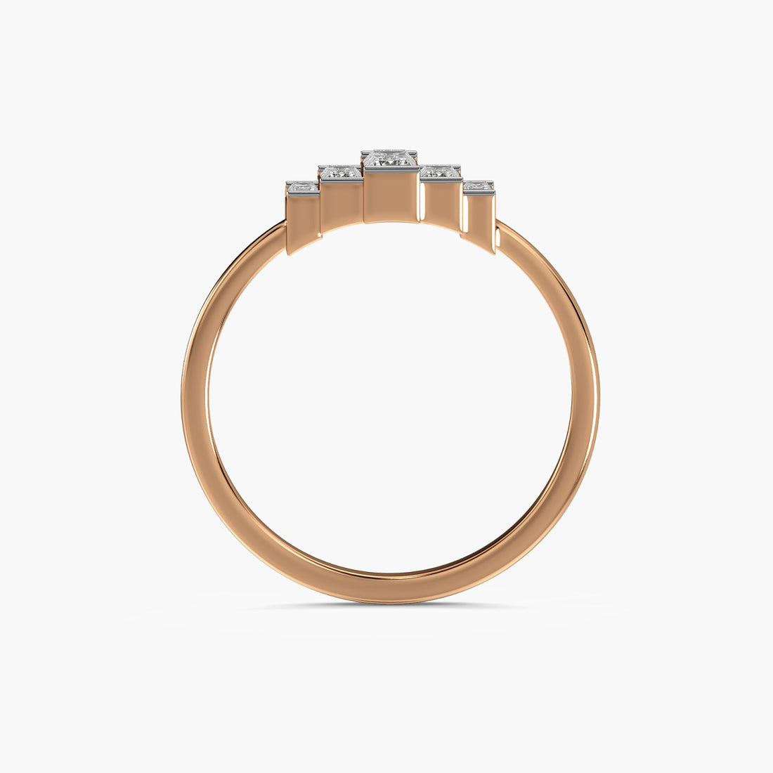 Ascend Baguette Ring - Front View in Rose Gold - Baguette Diamond Ring by Moena