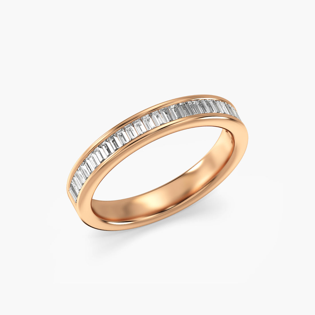 Luxe Baguette Band - 3D View in Rose Gold - Baguette Diamond Ring by Moena