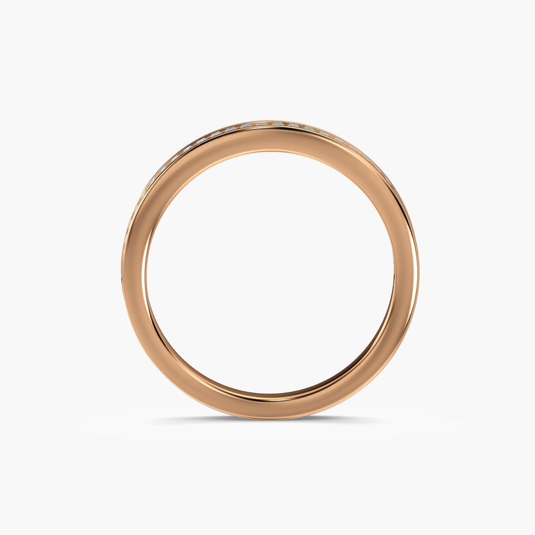 Luxe Baguette Band - Front View in Rose Gold - Baguette Diamond Ring by Moena