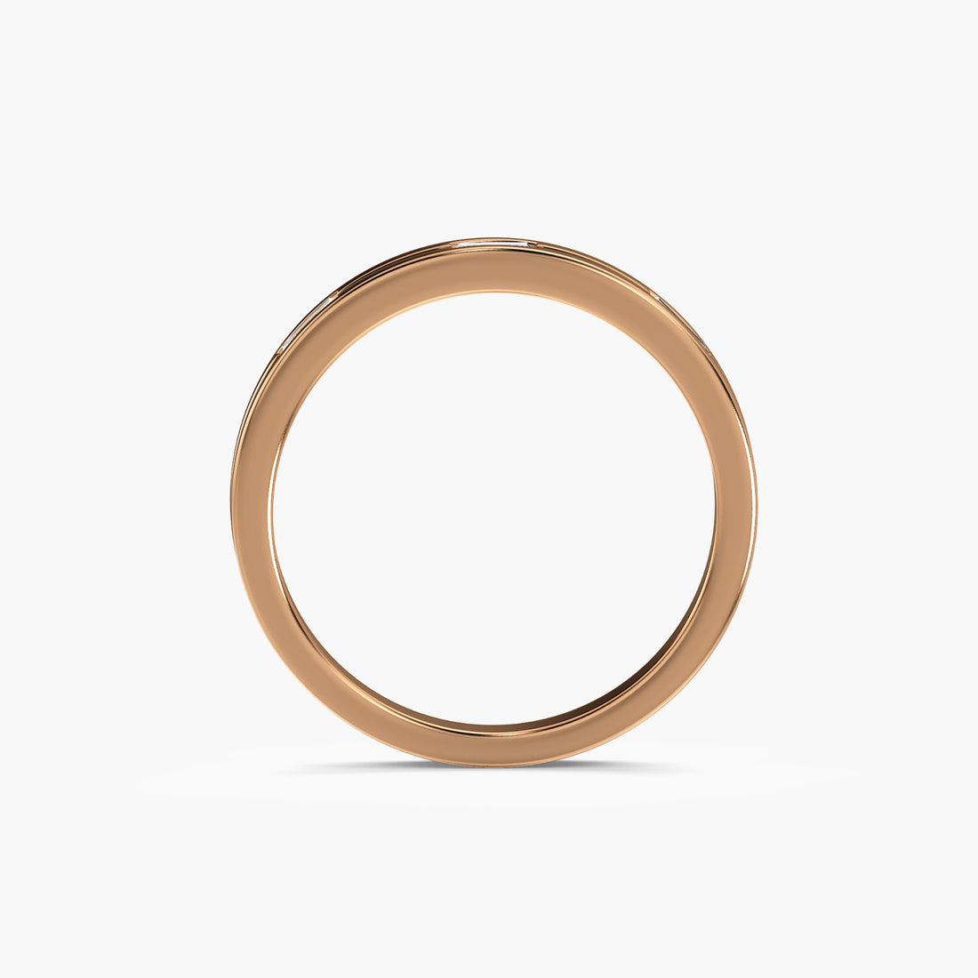 Linear Baguette Band - Front View in Rose Gold - Baguette Diamond Ring by Moena