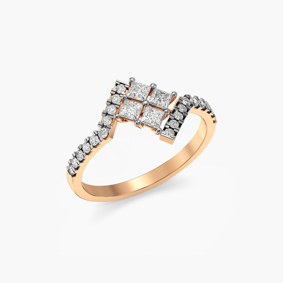 Luxe Ascent Ring - 3D View in Rose Gold - Diamond Ring by Moena