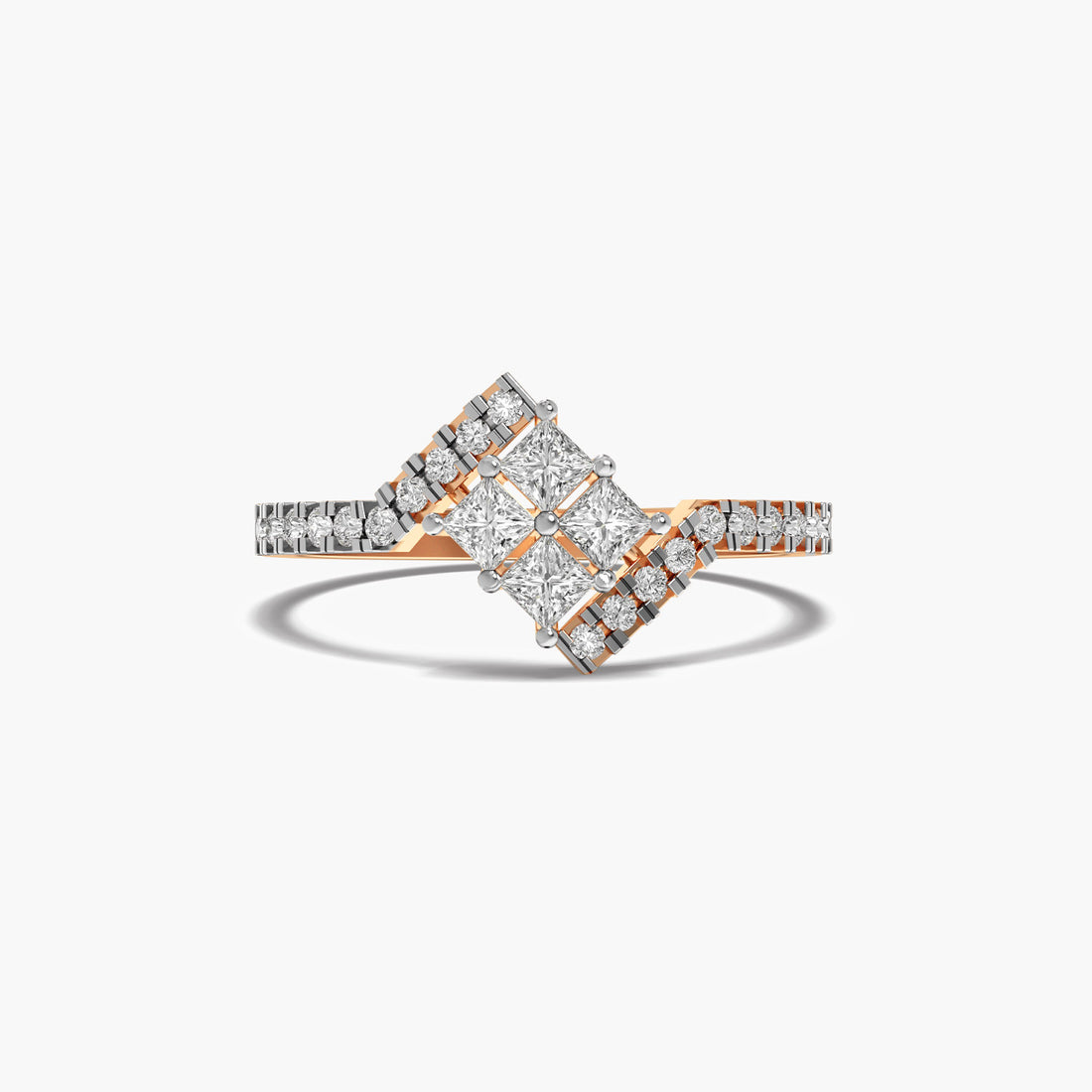 Luxe Ascent Ring - Top View in Rose Gold - Diamond Ring by Moena