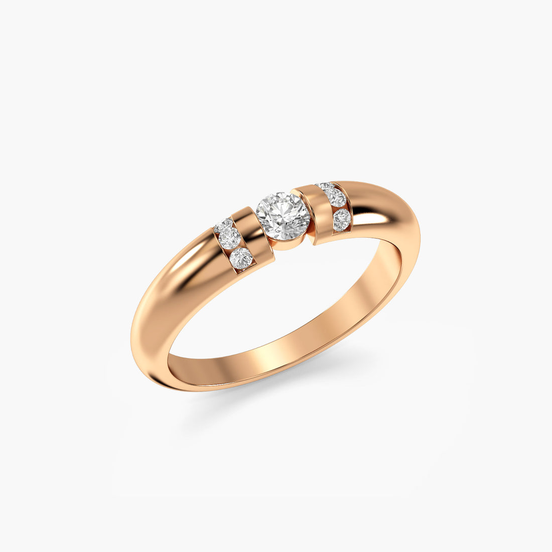 Classic Diamond Bridge Ring - 3D View in Rose Gold - Diamond Ring by Moena