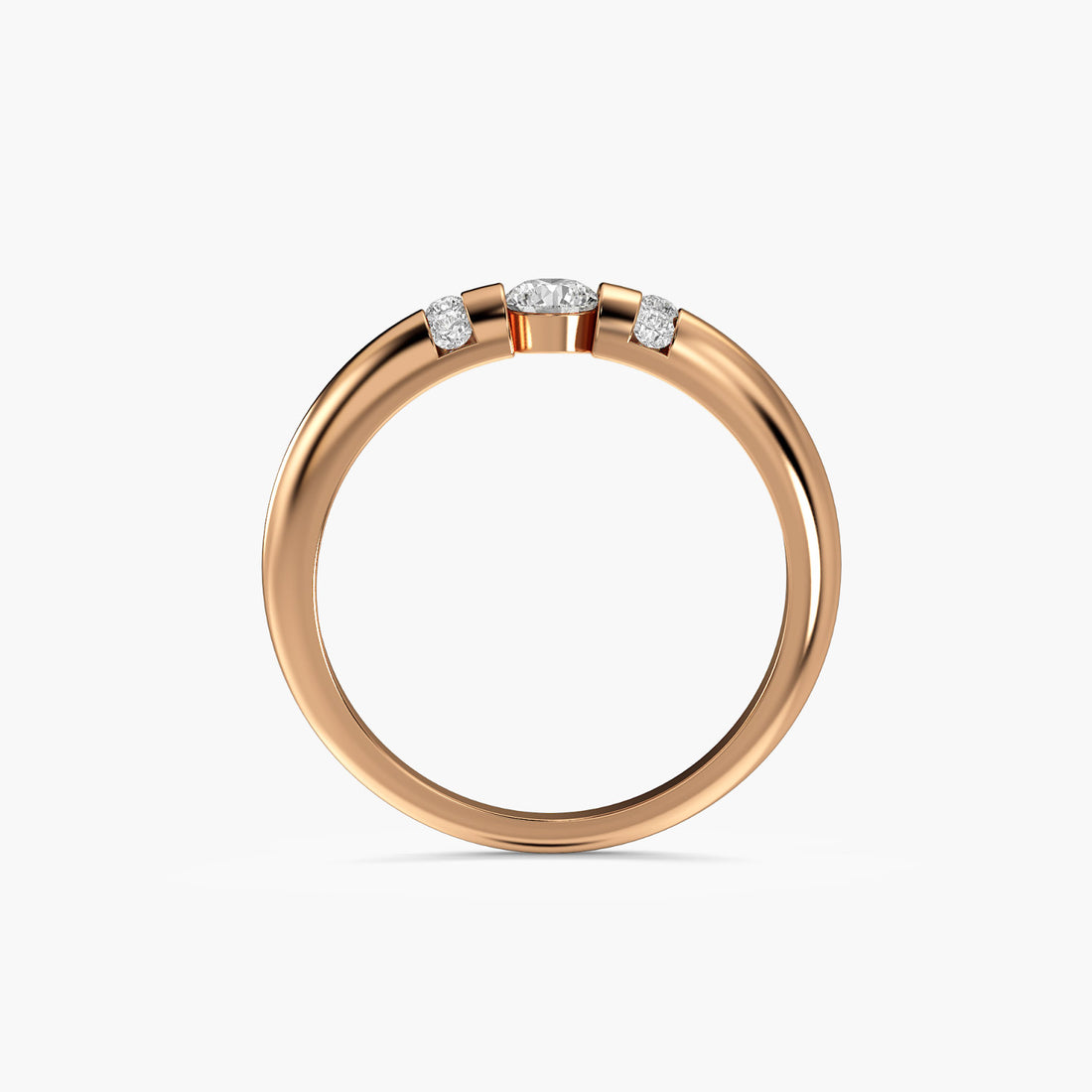 Classic Diamond Bridge Ring - Front View in Rose Gold - Diamond Ring by Moena