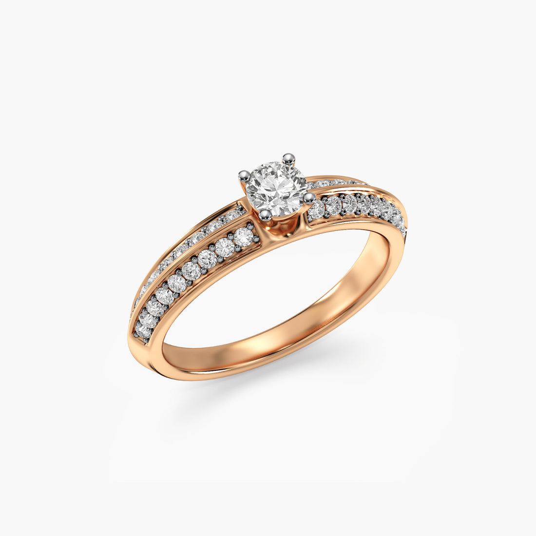 Radiant Duo Ring - 3D View in Rose Gold - Radiant Diamond Ring by Moena
