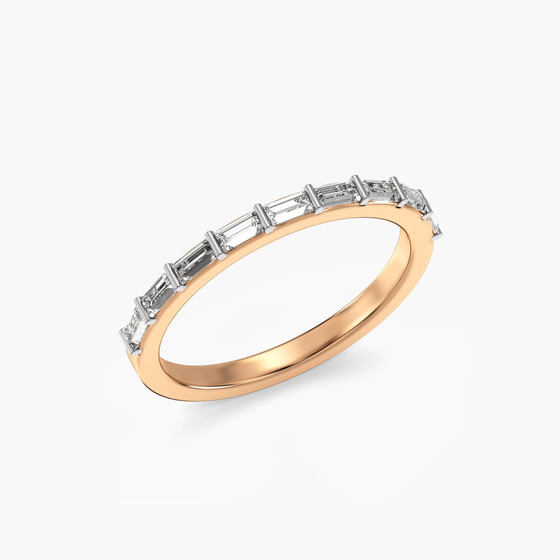 Baguette Elegance Band - 3D View in Rose Gold - Baguette Diamond Ring by Moena