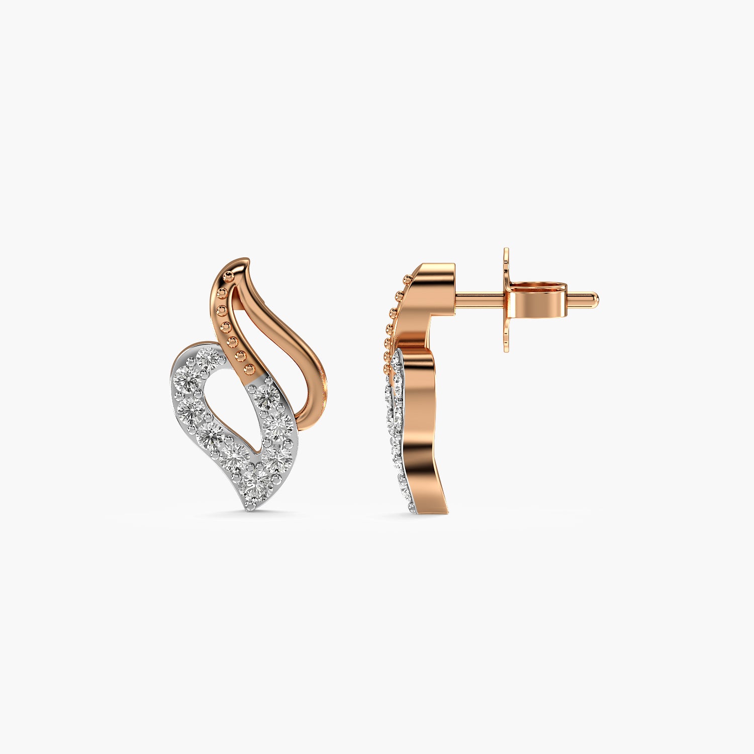 Diamond Heart Curve Stud