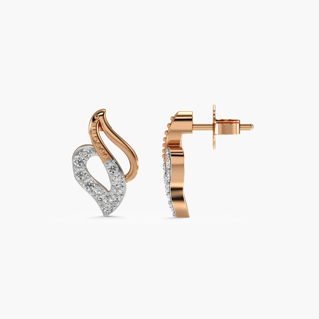 Diamond Heart Curve Stud