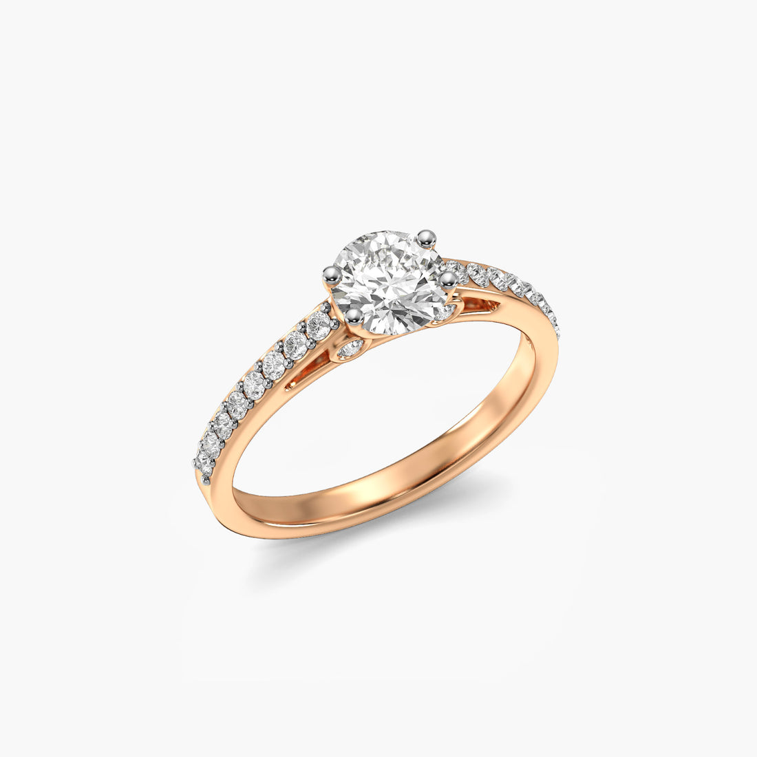 Classic Pavé Solitaire - 3D View in Rose Gold - Diamond Ring by Moena