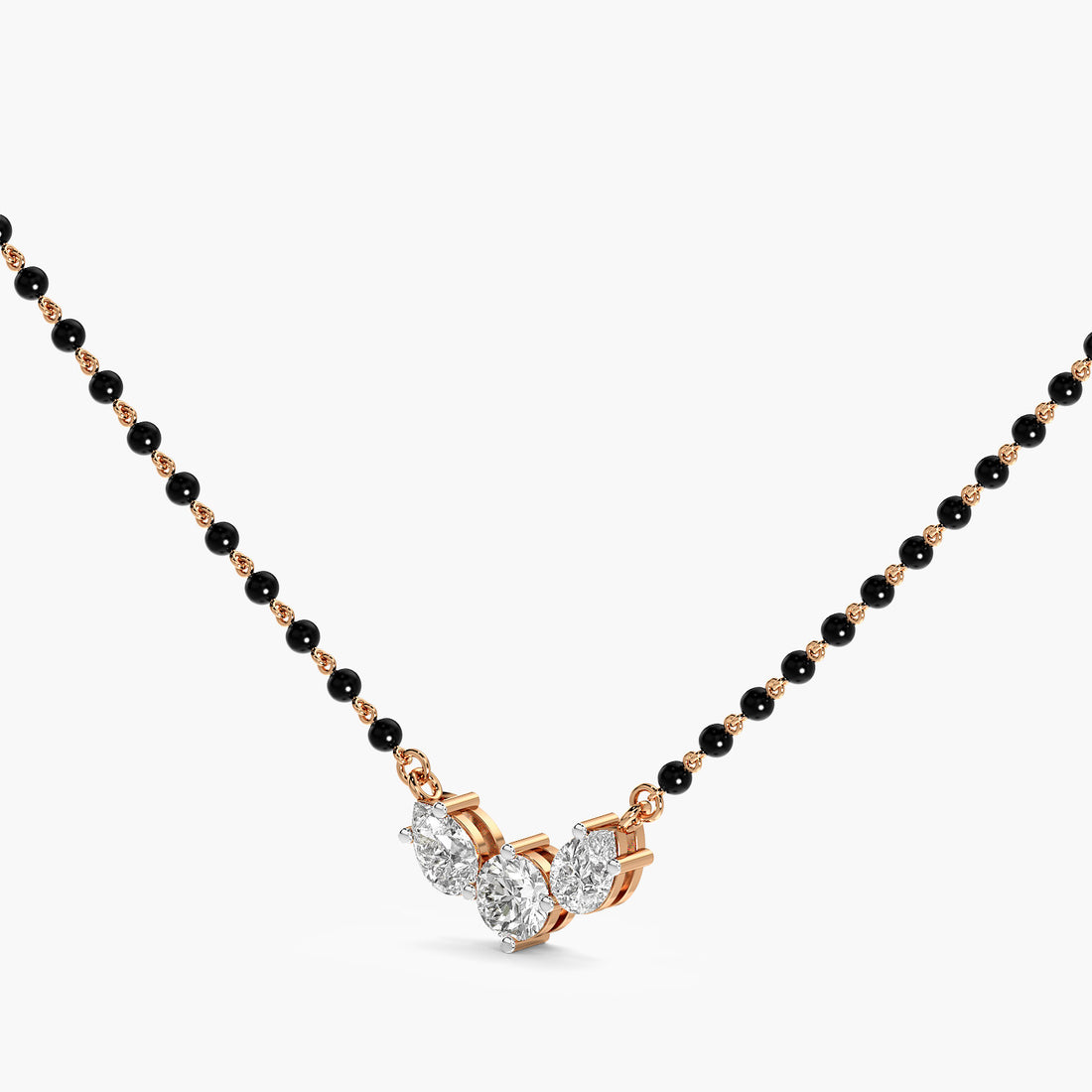 Trio Diamond Mangalsutra - 3D View in Rose Gold - Diamond Pendant by Moena
