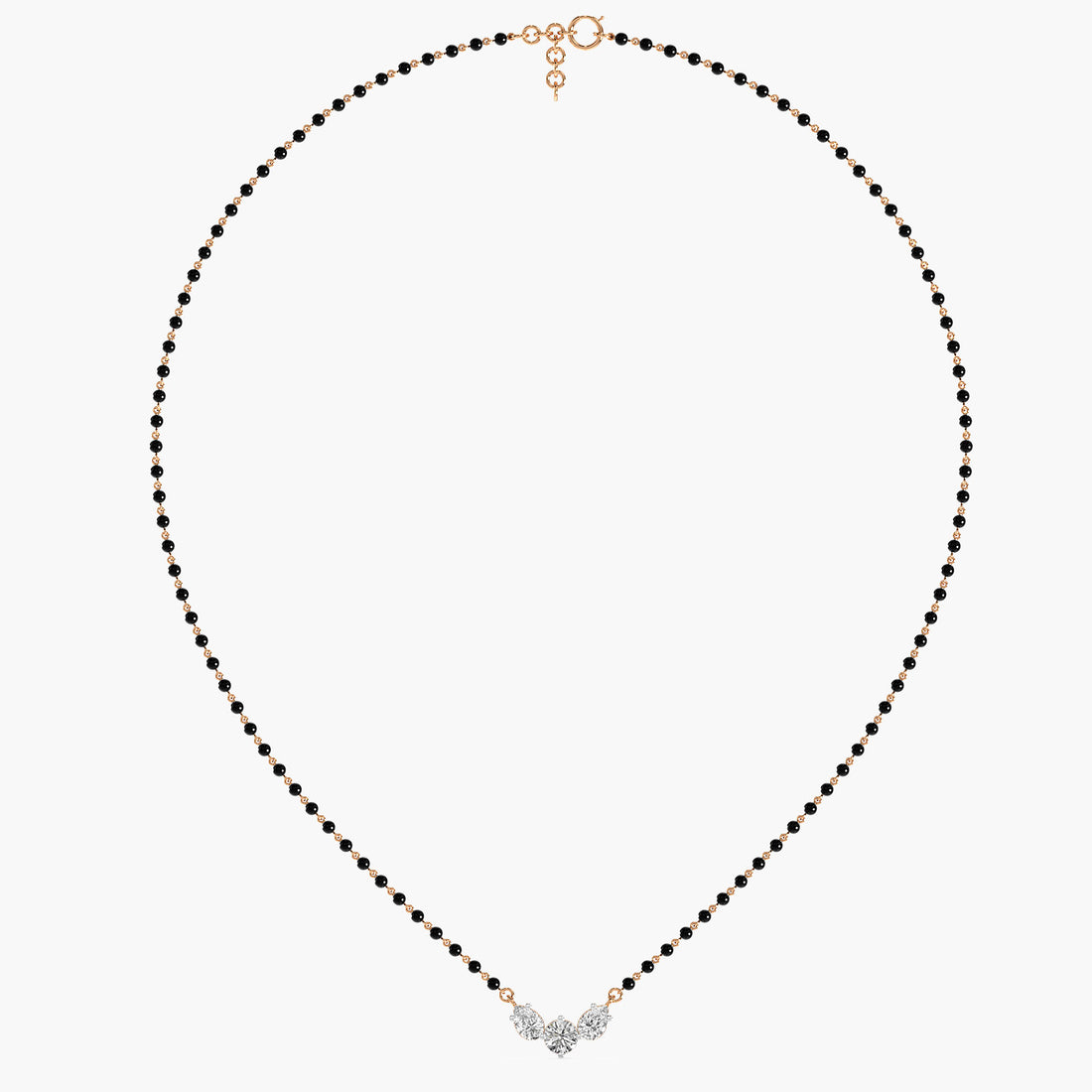 Trio Diamond Mangalsutra - Full View in Rose Gold - Diamond Pendant by Moena