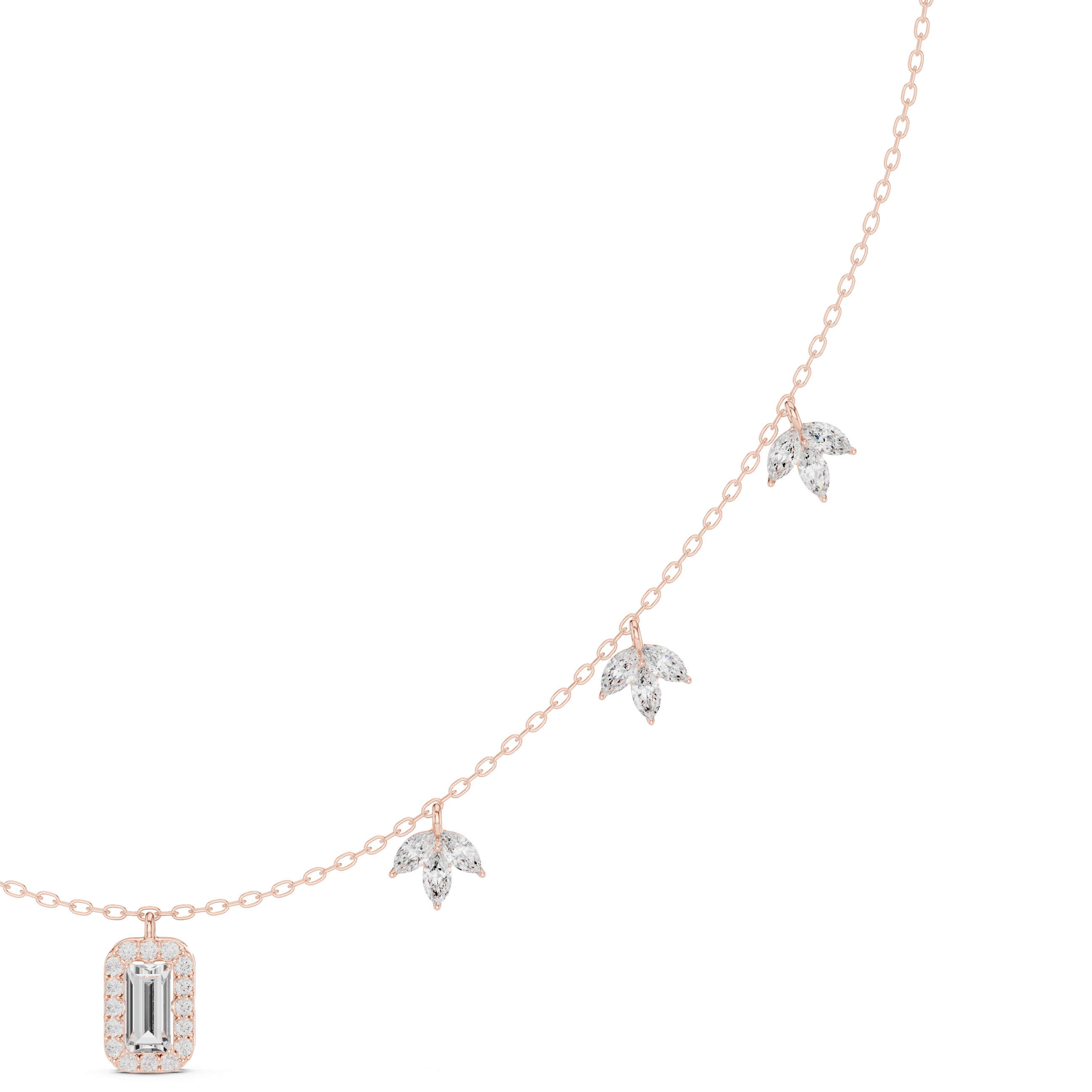 Leaflet Halo Pendant Necklace