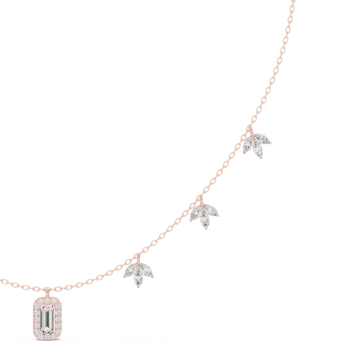Leaflet Halo Pendant Necklace
