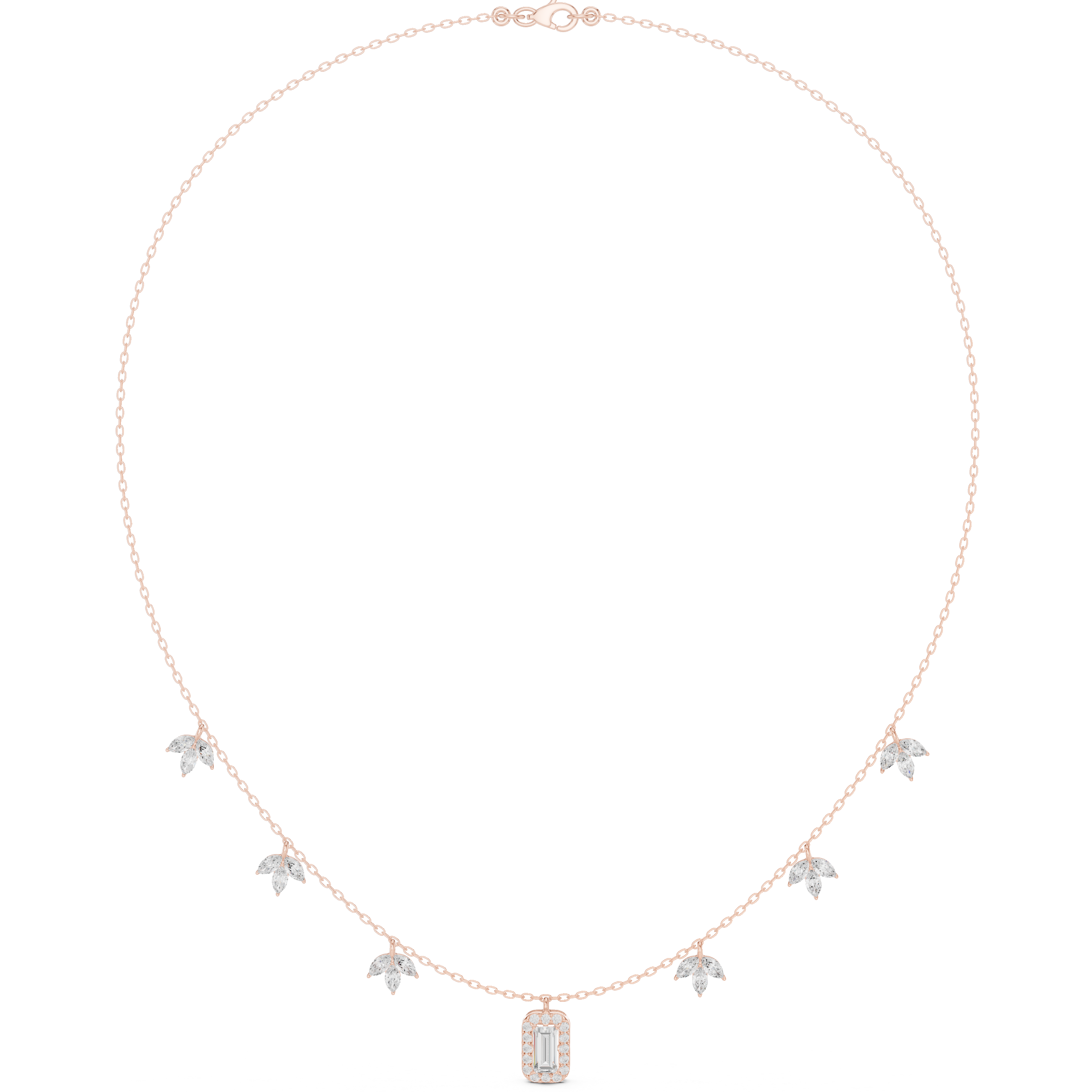 Leaflet Halo Pendant Necklace