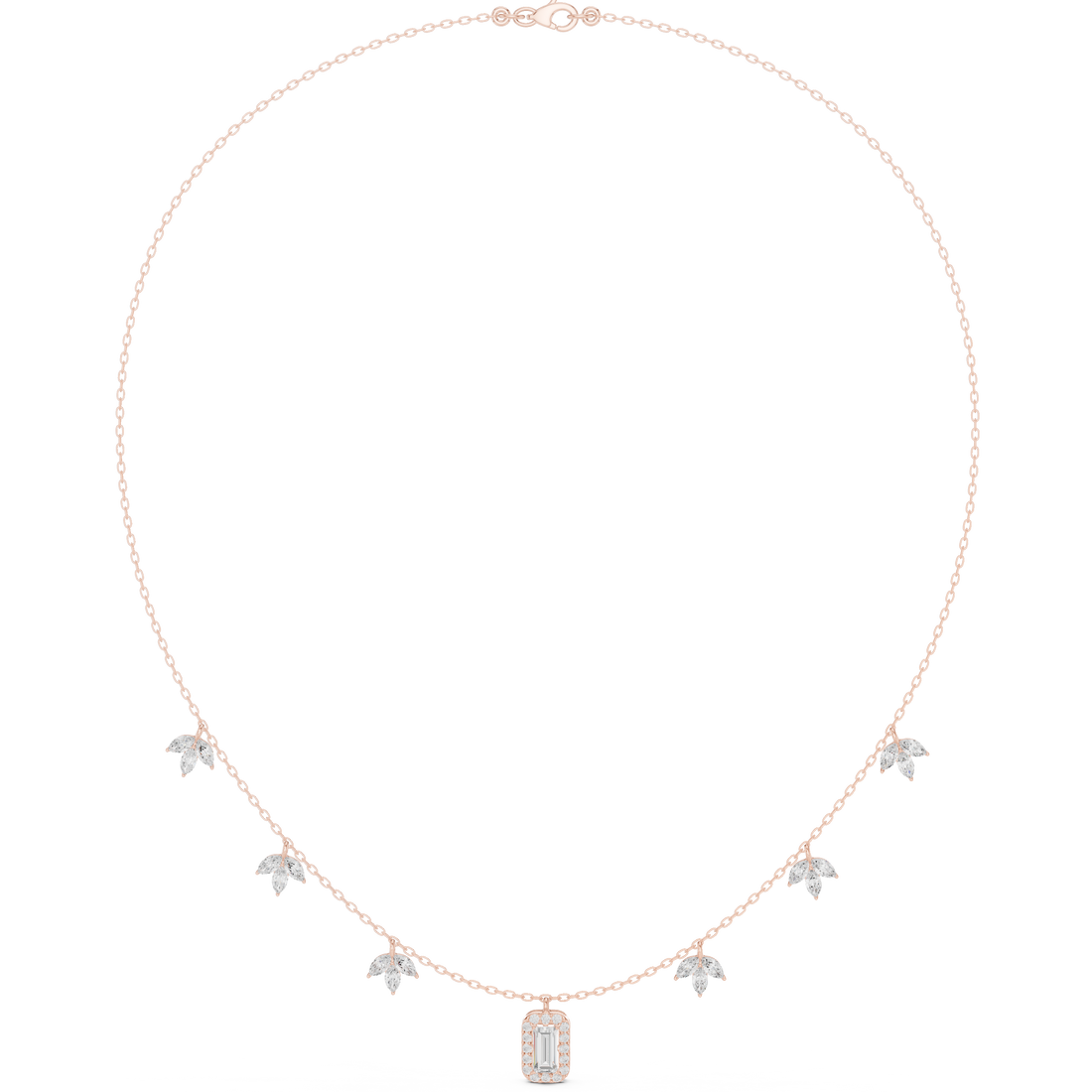Leaflet Halo Pendant Necklace