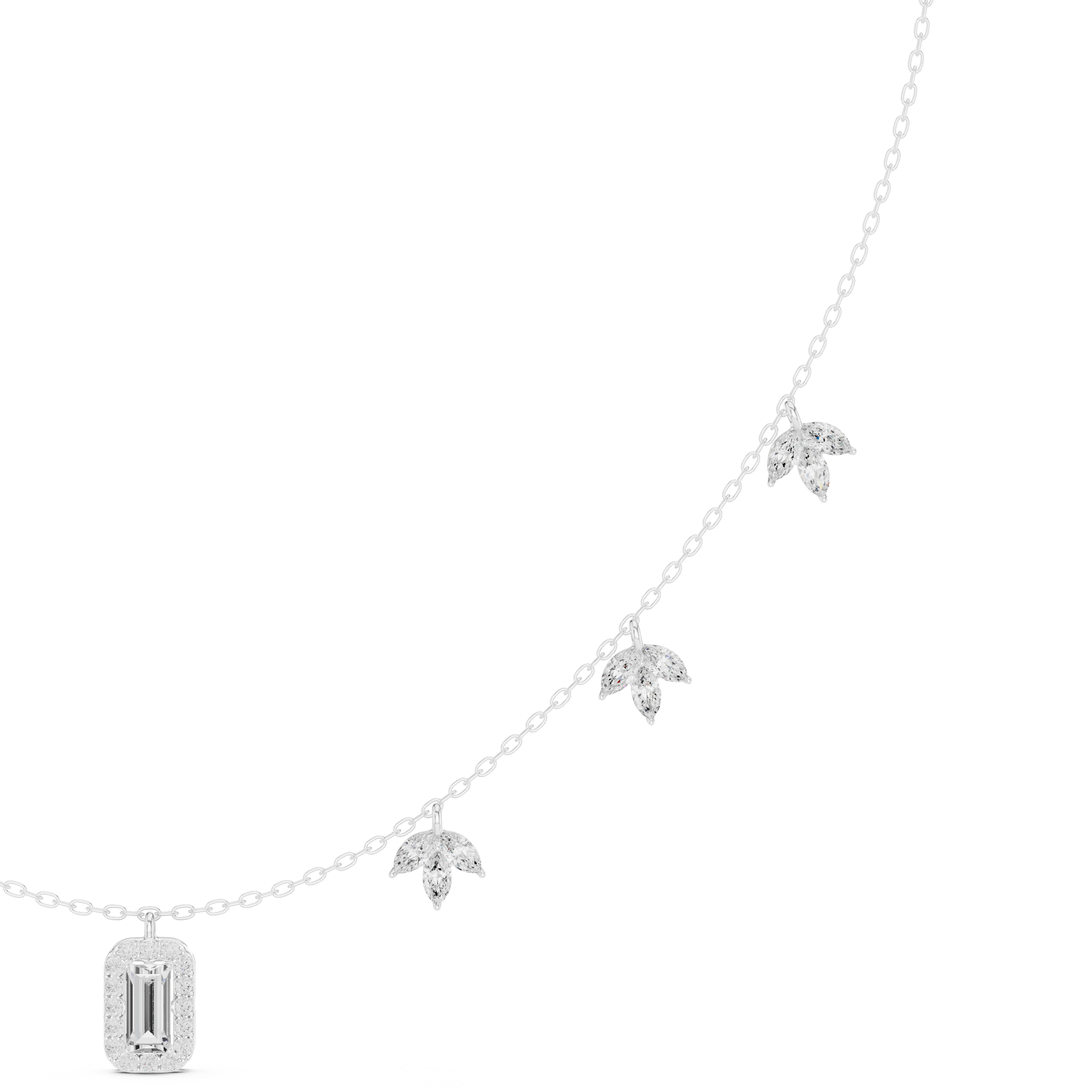 Leaflet Halo Pendant Necklace