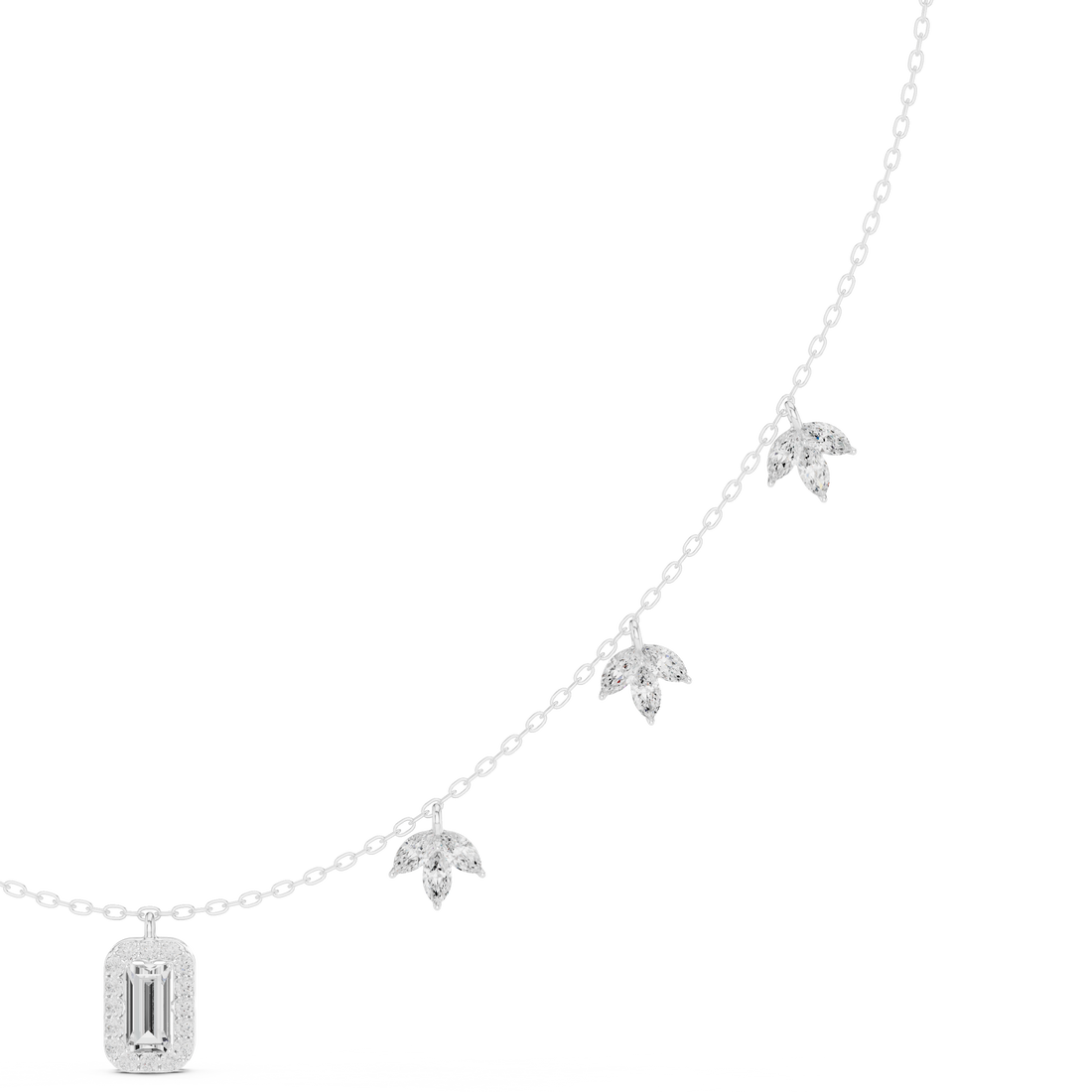 Leaflet Halo Pendant Necklace