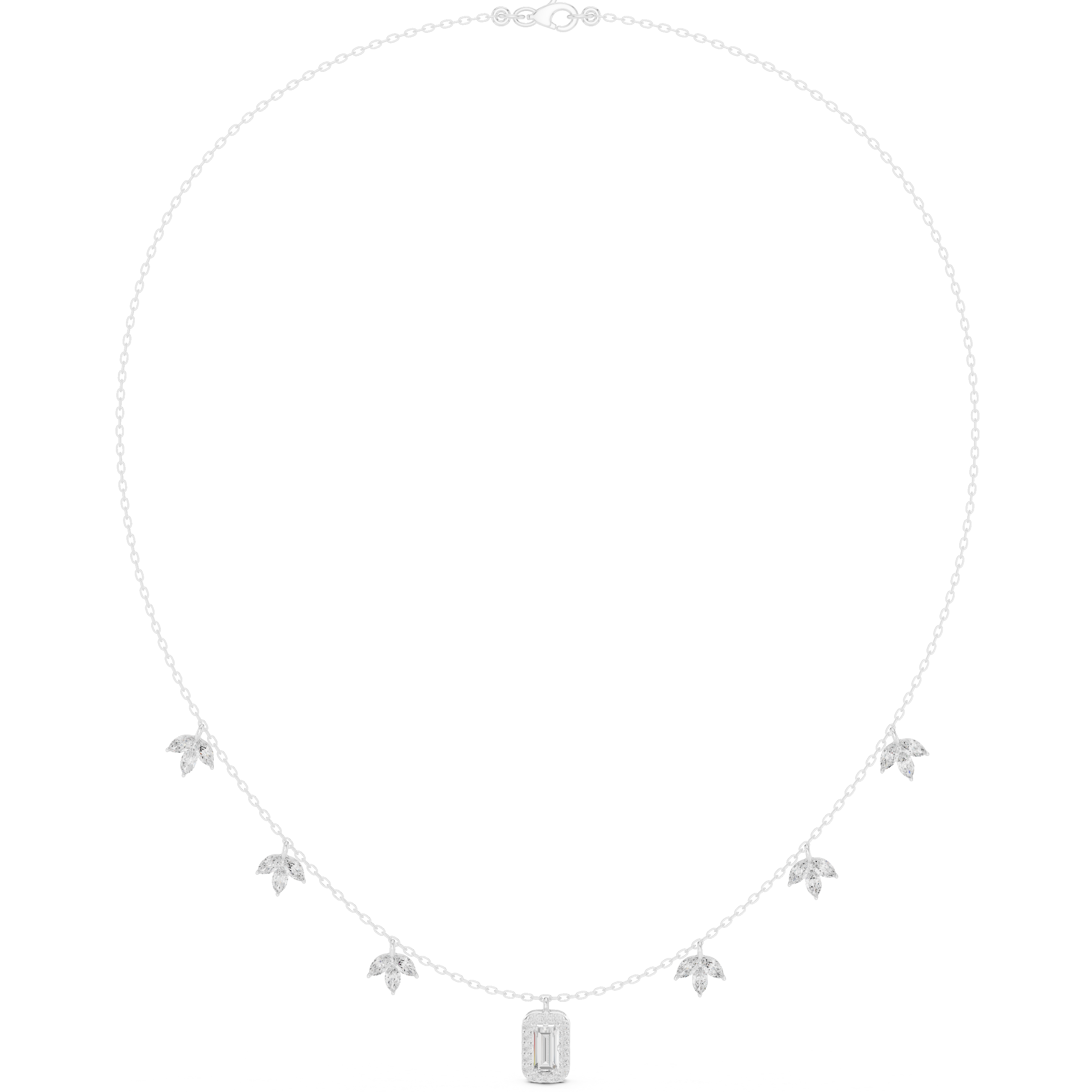 Leaflet Halo Pendant Necklace