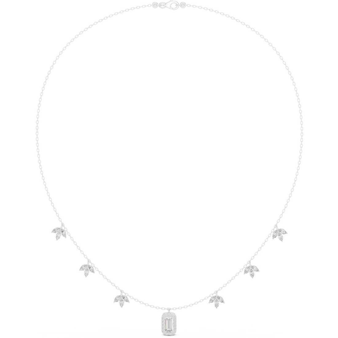 Leaflet Halo Pendant Necklace
