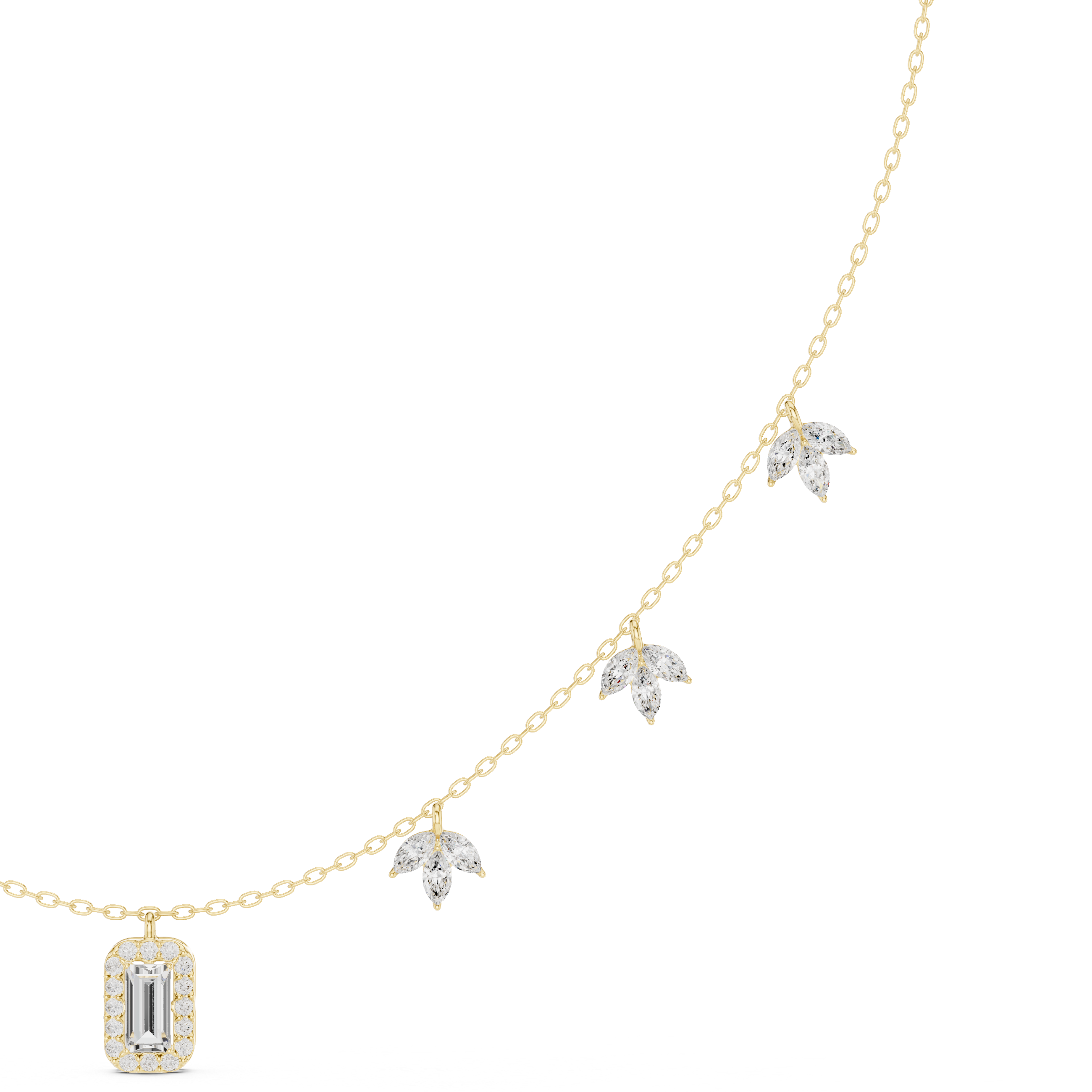 Leaflet Halo Pendant Necklace