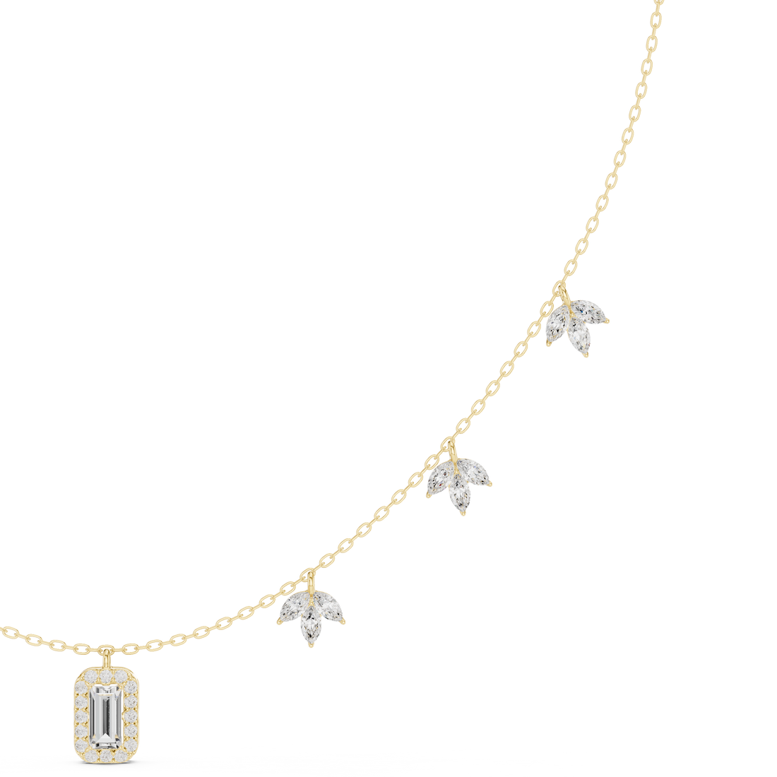 Leaflet Halo Pendant Necklace