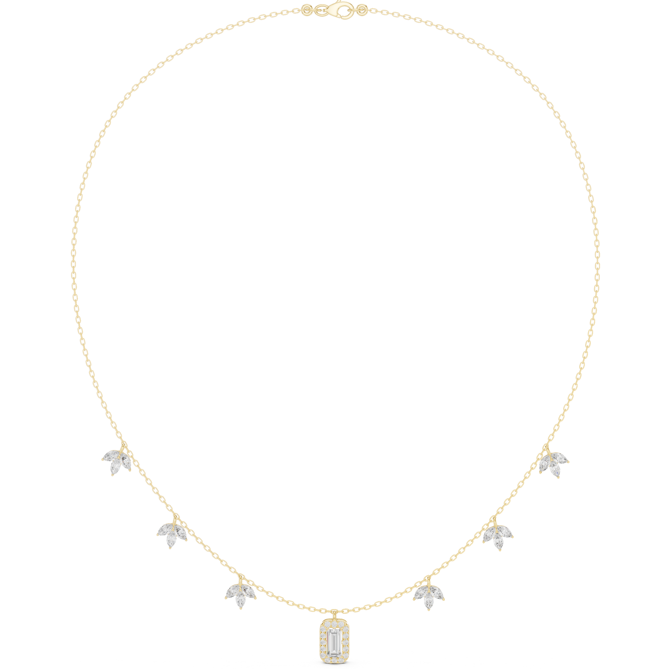 Leaflet Halo Pendant Necklace