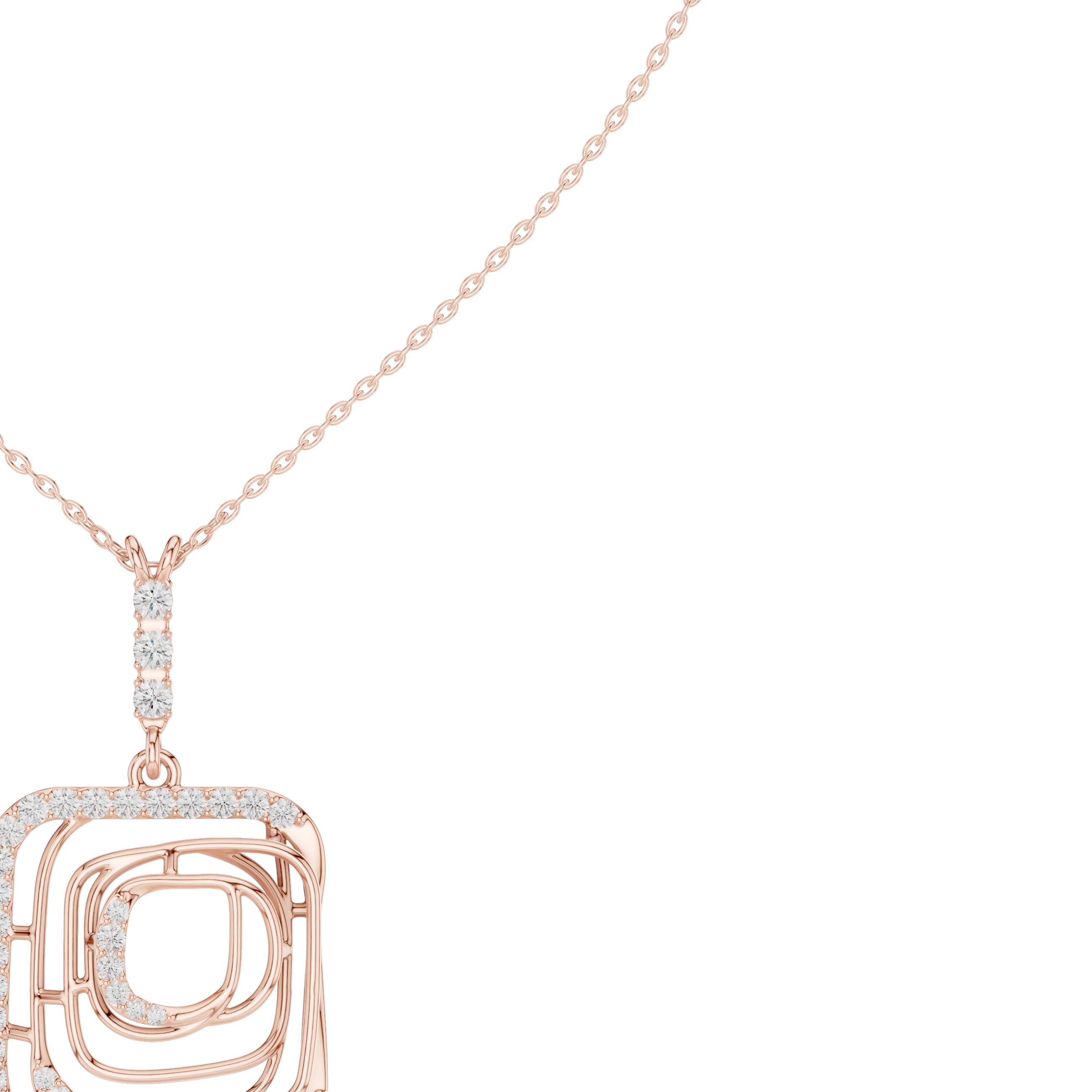 Cushion Frame Pendant Necklace