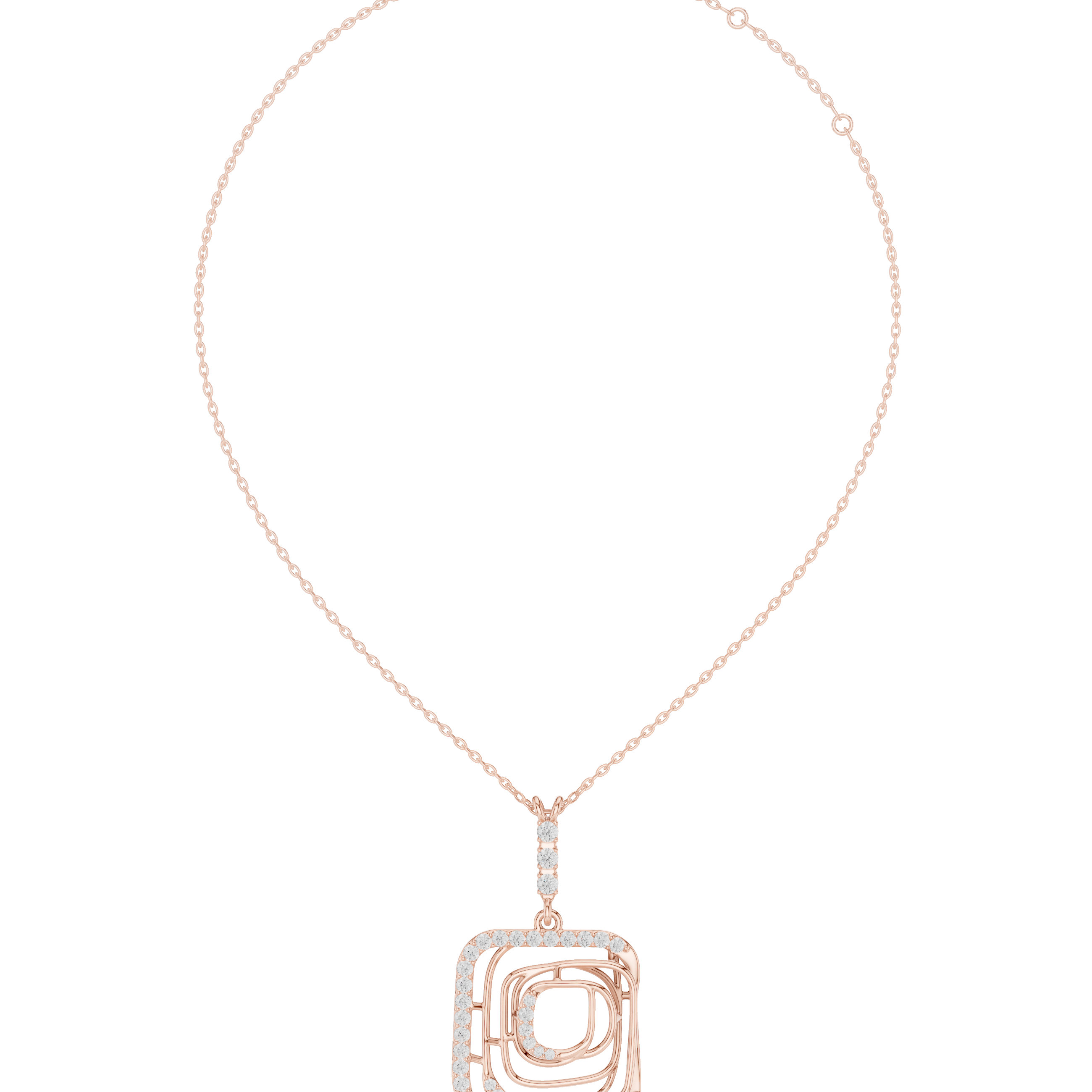 Cushion Frame Pendant Necklace