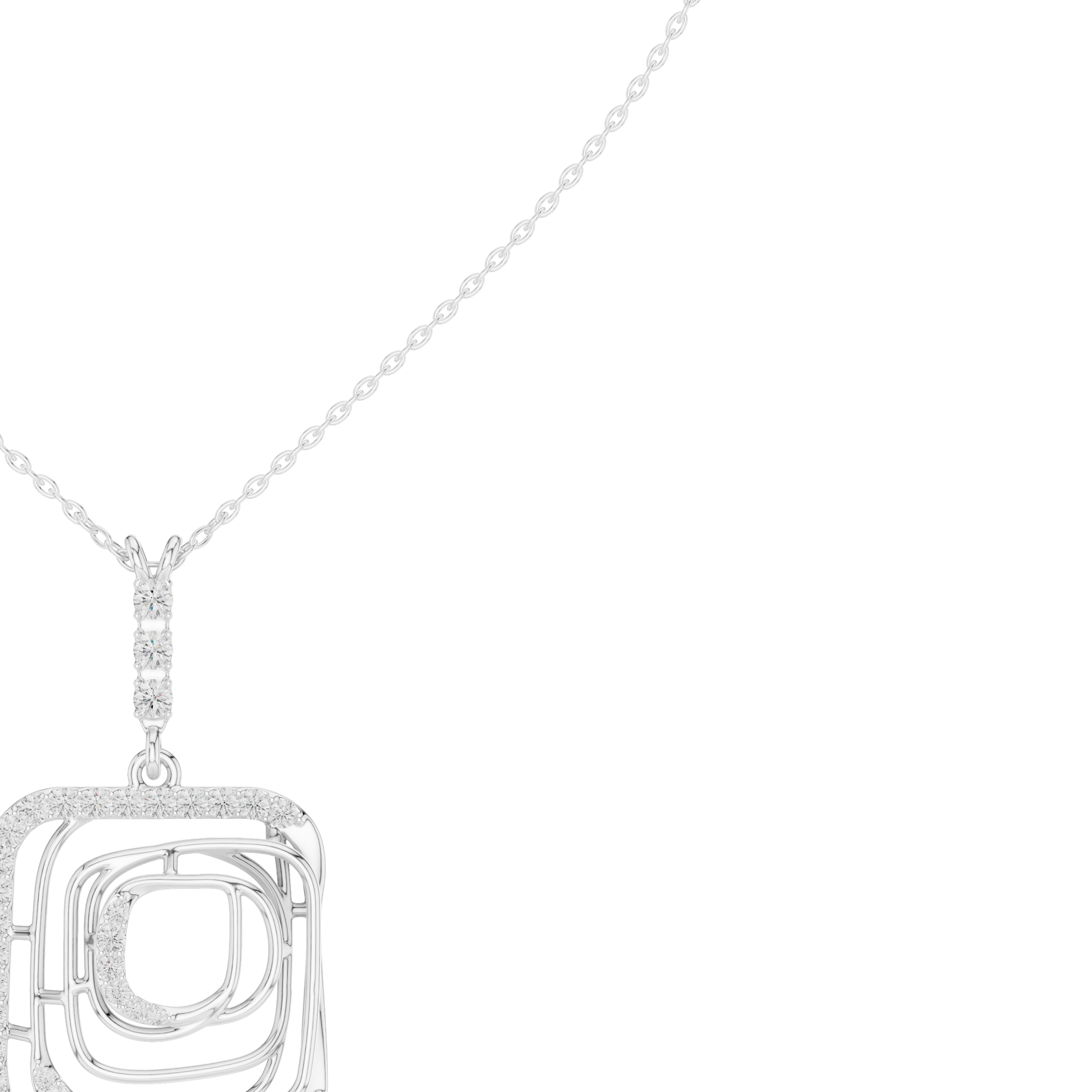 Cushion Frame Pendant Necklace