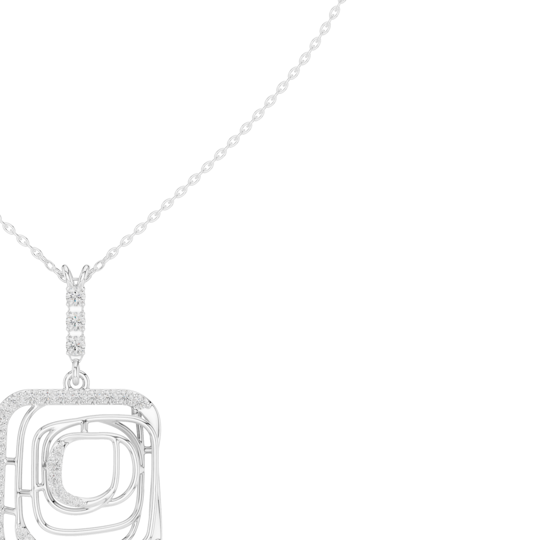 Cushion Frame Pendant Necklace